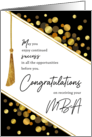 MBA Graduation Congratulations Faux Tassel with Gold Confetti Dots card