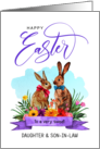 Happy Easter Daughter and Son in Law Watercolor Bunnies card
