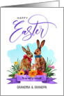 Happy Easter Grandma and Grandpa Watercolor Bunnies card