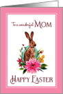 Happy Easter to Mom Watercolor Bunny and Flowers card