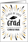 Custom Name Congratulations Class of 2025 Grad with Festive Streamers card