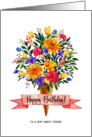 Happy Birthday Friend Ice Cream Cone Flowers Bouquet card