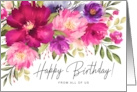 Happy Birthday from All of Us Watercolor Spring Garden Flowers card