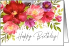 Happy Birthday Watercolor Spring Garden Flowers card