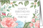 Happy Birthday Friend Peony Boho Garland card