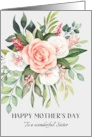 Happy Mothers Day Sister Coral Rose Bouquet card