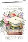 Granddaughter High School Graduation Cap Books Pink Peonies card