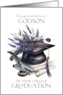 Godson College Graduation Cap Quill Lavender Laurels card