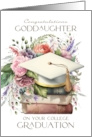 Goddaughter College Graduation Cap Books Pink Peonies card