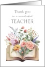 Teacher Appreciation Thank You Vintage Book Floral Bouquet card