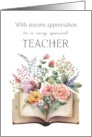 Teacher Appreciation Vintage Book with Floral Bouquet card