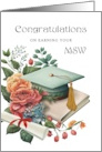 MSW Masters Degree Graduation Teal Blue Cap and Book card