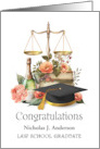 Custom Name Law School Graduation Congratulations Scales and Books card