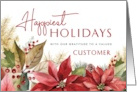 Happy Holidays to Customer Watercolor Poinsettia card