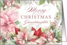 Merry Christmas Granddaughter Pink Poinsettia Wreath card