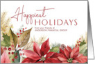 Happy Holidays Custom Name Watercolor Poinsettia card