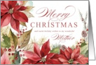 Merry Christmas Mother Watercolor Red Poinsettia card