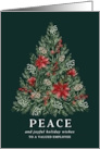 Christmas Peace Tree with Pine and Poinsettia card