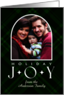 Holiday Joy Green Plaid Festive Photo Card