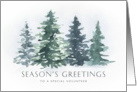 Seasons Greetings to Volunteer Watercolor Winter Trees card