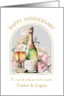 Custom Anniversary Champagne and Roses card