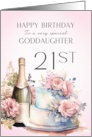 Goddaughter 21st Birthday Champagne and Cake card
