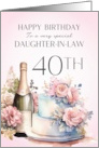 Daughter In Law 40th Birthday Champagne and Cake card