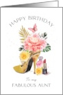 Aunt Happy Birthday Floral High Heel Shoe card