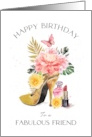 Friend Happy Birthday Floral High Heel Shoe card