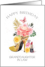 Custom Relationship Happy Birthday Floral High Heel Shoe card