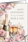 Mom and Dad Happy Anniversary Champagne Roses card