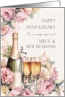 Niece and Husband Anniversary Champagne Roses card