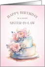 Happy Birthday Sister In Law with Cake and Roses card