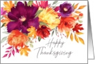 Happy Thanksgiving Watercolor Fall Garden Flowers card