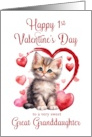 1st Valentines Day Kitten for Great Granddaughter card