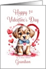 1st Valentines Day Puppy for Grandson card