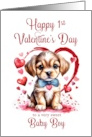 1st Valentines Day Puppy for Baby Boy card