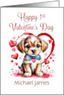 1st Valentines Day Puppy for Baby Custom Name card