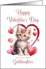 1st Valentines Day Kitten for Goddaughter card