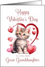 Happy Valentines Day Kitten for Great Granddaughter card