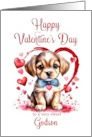 Happy Valentines Day Puppy for Godson card