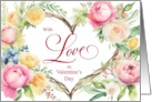 Happy Valentine’s Day with Love Boho Floral Heart card
