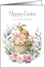 Happy Easter Little Girl Boho Bunny Wreath card