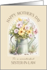 Mothers Day Sister in Law Cheerful Watering Can Bouquet card