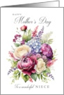 Happy Mothers Day Niece Rose and Lavender Bouquet card