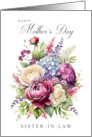 Happy Mothers Day Sister in Law Rose and Lavender Bouquet card