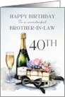 Brother In Law 40th Birthday Champagne and Cake card