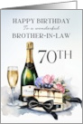 Brother In Law 70th Birthday Champagne and Cake card