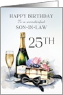 Son in Law 25th Birthday Champagne and Cake card