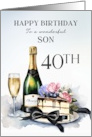 Son 40th Birthday Champagne and Cake card